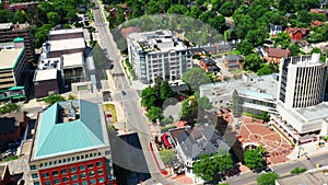 Aerial hyperlapse zoom of Burlington, Ontario, Canada 4K