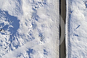 Aerial icy road