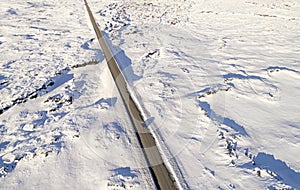 Aerial icy road