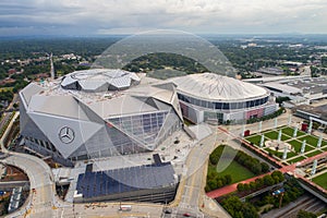 Aerial image Atlanta Georgia Dome and Mercedes Benz Stadium