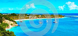 Aerial image of beautiful caribbean resort and beaches