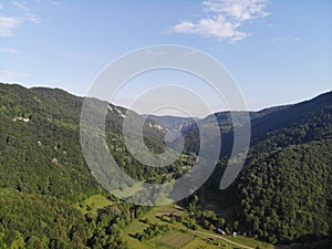 Aerial image from the entrance to the Nera keys,banat-romania