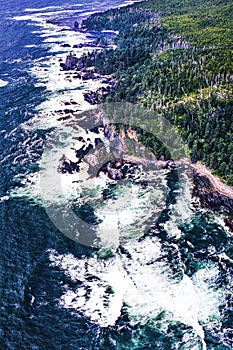 An aerial image of Graham Island, Haida Gwaii, British Columbia, Canada