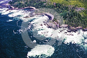 An aerial image of Graham Island, Haida Gwaii, British Columbia, Canada