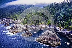 An aerial image of Graham Island, Haida Gwaii, British Columbia, Canada