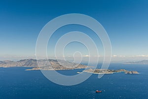 Aerial image of Greek islands Koulondros and Seskli