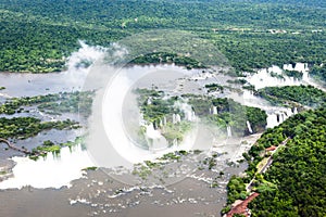 Aerial view Iguazu Falls, overview of Iguazu Falls