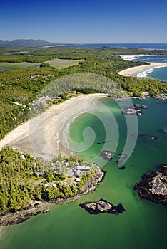 Aerial image of MacKenzie Beach, BC, Canada