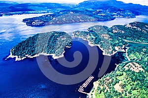 An aerial image of Maude Island, British Columbia, Canada