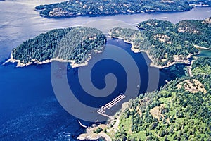 An aerial image of Maude Island, British Columbia, Canada