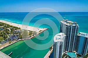 Aerial image of the Haulover Beach Bal Harbour ocean inlet photo
