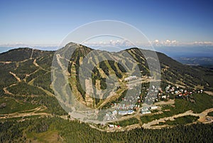 Aerial image of Mt. Washington alpine ski resort, BC, Canada