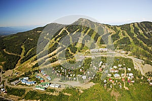 Aerial image of Mt. Washington alpine ski resort, BC, Canada