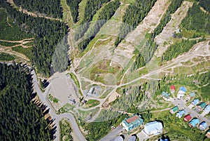 Aerial image of Mt. Washington alpine ski resort, BC, Canada