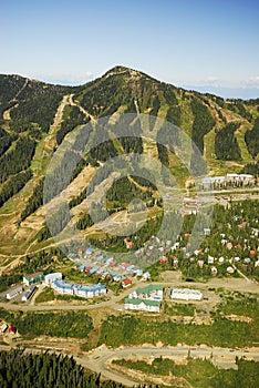 Aerial image of Mt. Washington alpine ski resort, BC, Canada