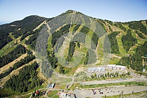 Aerial image of Mt. Washington alpine ski resort, BC, Canada