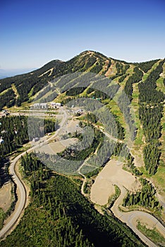 Aerial image of Mt. Washington alpine ski resort, BC, Canada