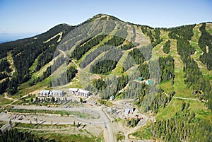 Aerial image of Mt. Washington alpine ski resort, BC, Canada