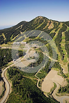 Aerial image of Mt. Washington alpine ski resort, BC, Canada