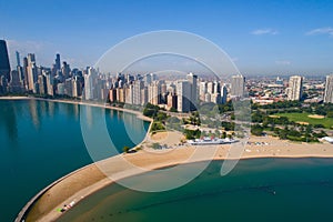 Aerial image north Avenue Beach Chicago