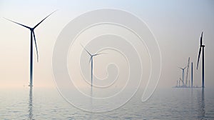 Aerial image of an offshore windpark, Holland