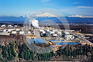 Aerial image of an oil refinery, Cherry Point, Bellingham, Washington, USA