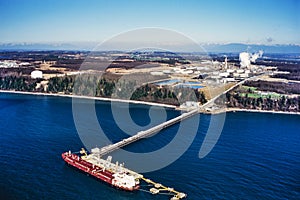 Aerial image of an oil refinery, Cherry Point, Bellingham, Washington, USA