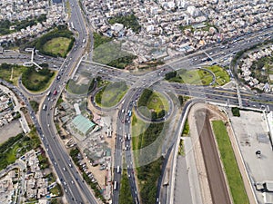 Aerial image of Panamericana Highway in Lima Peru. photo
