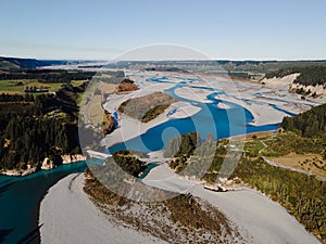 Aerial image of Rakaia River, New Zealand