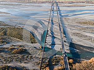 Aerial image of Rakaia River, New Zealand