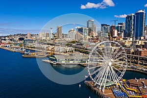 Aerial image of the Seattle Great Wheel