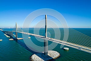 Drone photo of the Sunshine Skyway Bridge Tampa Bay Florida
