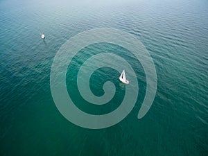 Aerial image of two sailing sailboats