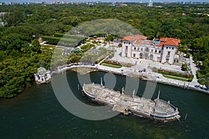 Aerial image of Villa Vizcaya Museum and Gardens Brickell Miami
