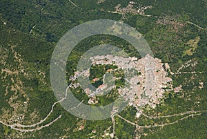 Aerial image of the village of Patrica in the Lazio region of It