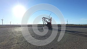 Aerial image of windmills that provide sustainable energy.