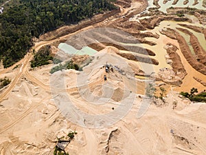 Aerial images over deforestation due to illegal gold mining.