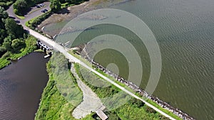 Aerial of Inch isalnd and parts of the Wildfowl Reserve Looped Walk