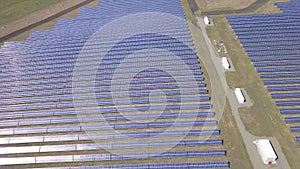 Aerial industrial view solar panels.