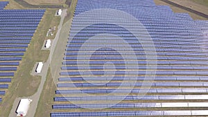 Aerial industrial view solar panels.