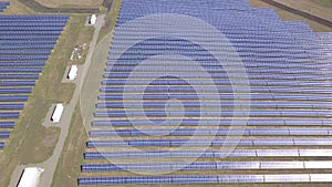 Aerial industrial view solar panels.