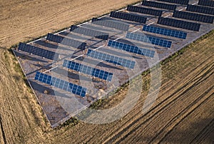 Aerial Industrial View Solar Panels