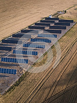 Aerial Industrial View Solar Panels