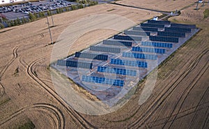 Aerial Industrial View Solar Panels
