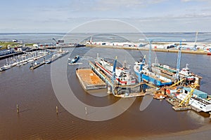 Aerial from industrie in the harbor from Delfzijl in the Netherlands