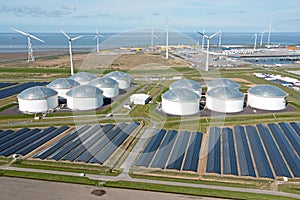 Aerial from industry in the Eemshaven Delftzijl in the Netherlands