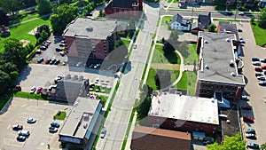 Aerial of Ingersoll, Ontario, Canada city center 4K