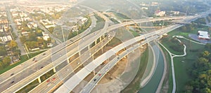 Aerial Interstate I-10, North I-45 Freeway stack interchange Nor