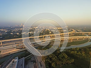 Aerial Interstate I-10, North I-45 Freeway stack interchange Nor