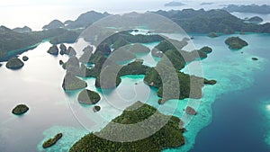 Aerial of Islands and Calm Lagoon in Wayag, Raja Ampat